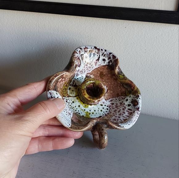 Pottery handle candle holderIn shades of brown, green and white. - Picture 10 of 10